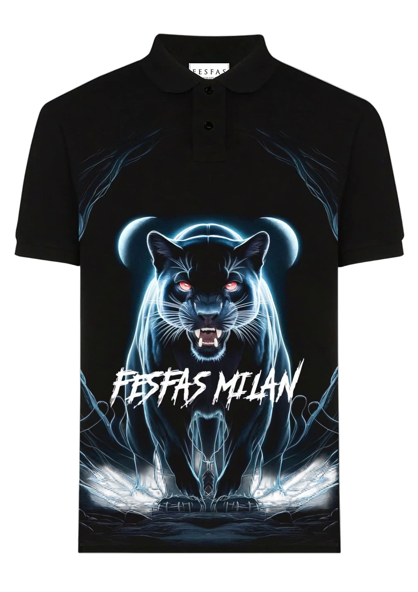FesFas Panther-print Polo Shirt | Black
