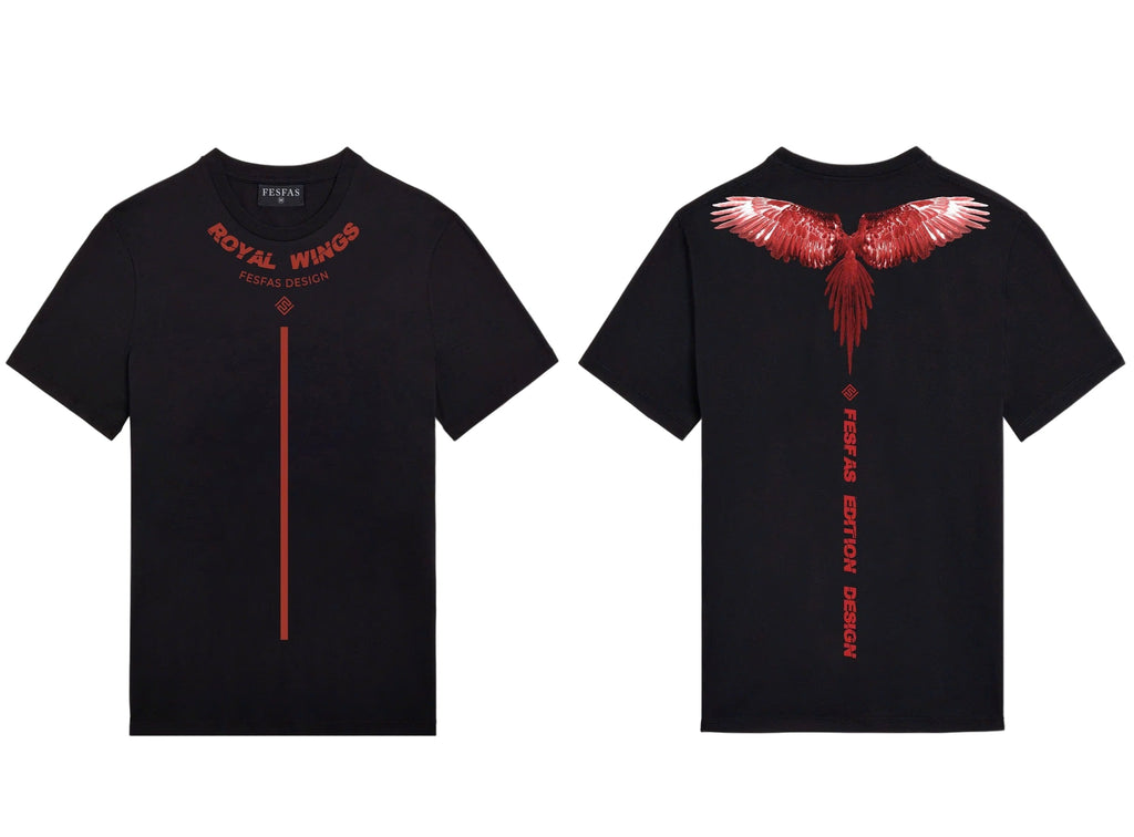 FesFas wings-print T-shirt | Black