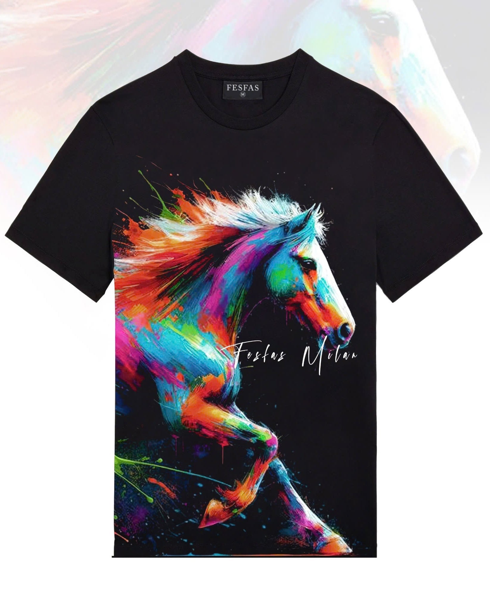 FesFas colorful horse-print T-shirt | Black | Men