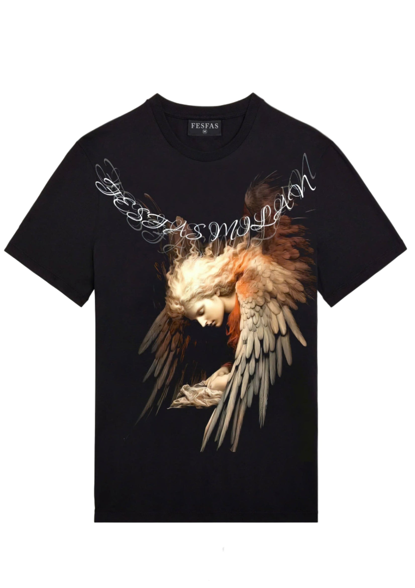 FesFas angel-print T-shirt | Black