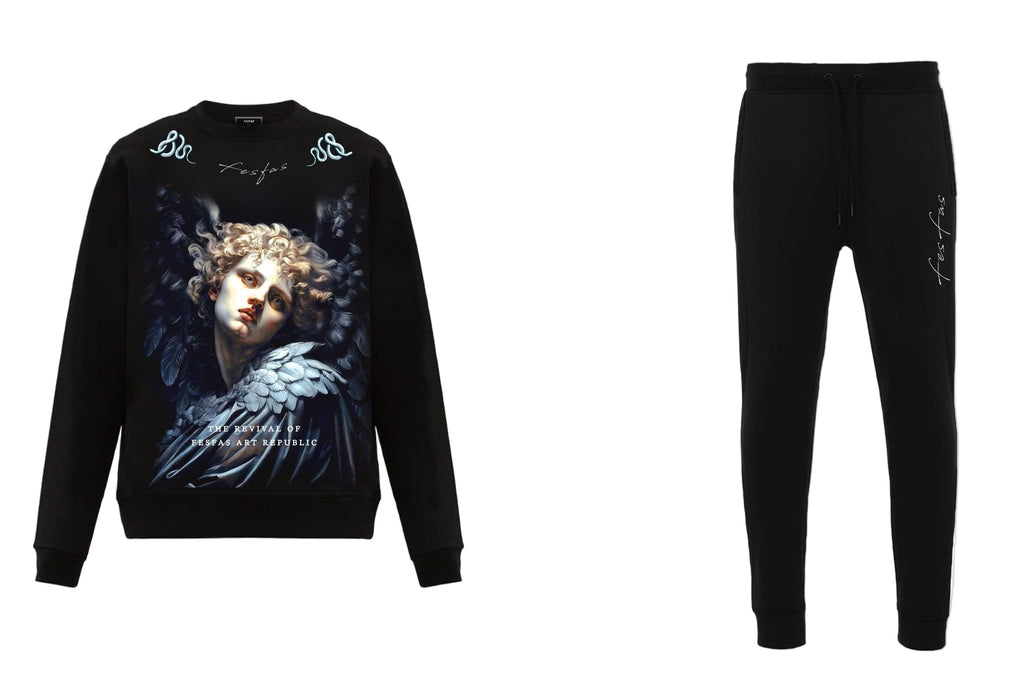 FesFas Angel-print Sweatshirt Set | Black