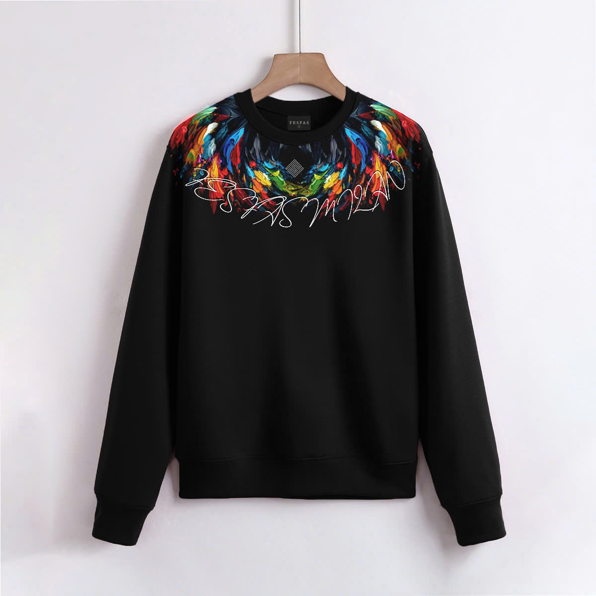 FesFas Feathers-print Sweatshirt Set | Black