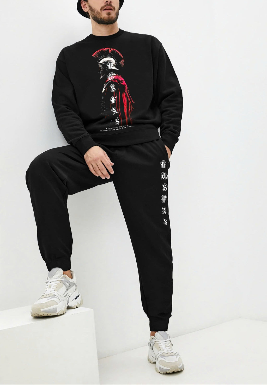 FesFas Warrior-print Sweatshirt Set | Black