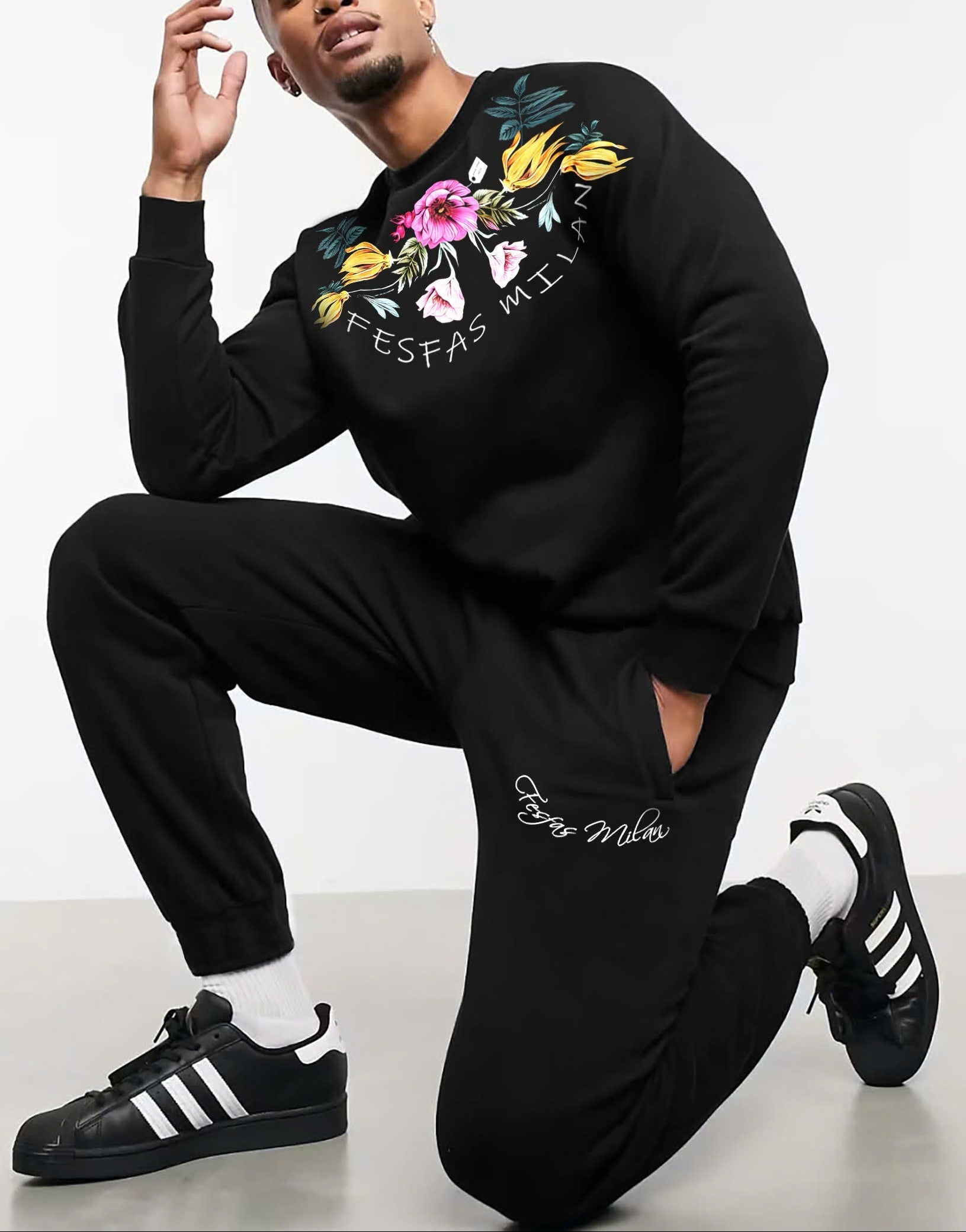 FesFas Flower-print Sweatshirt | Black