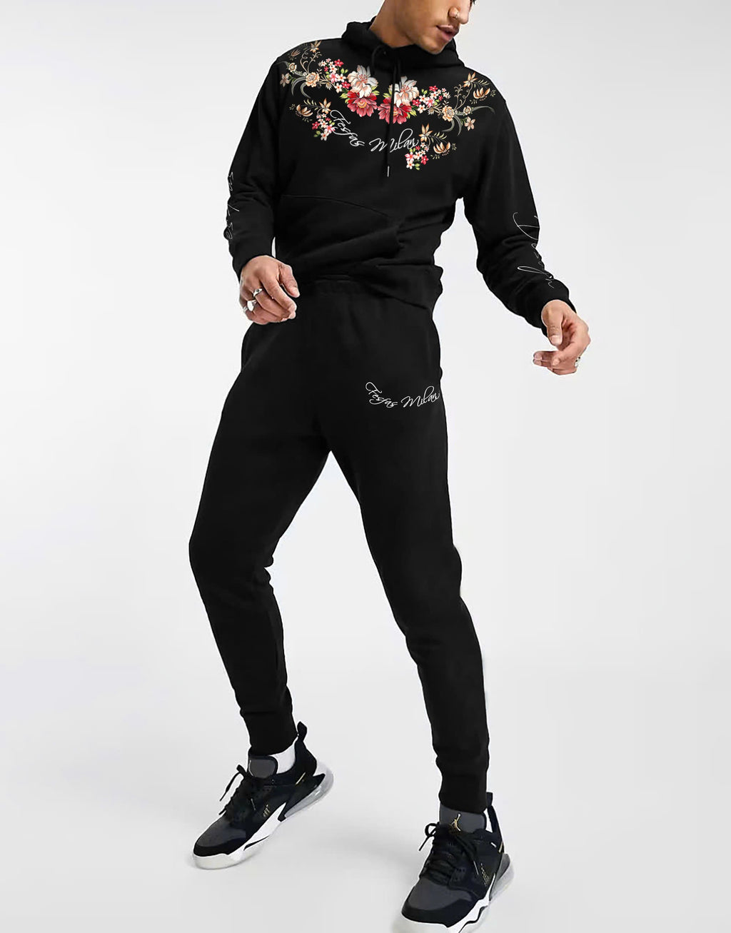 FesFas flower-print Hoodie | Black