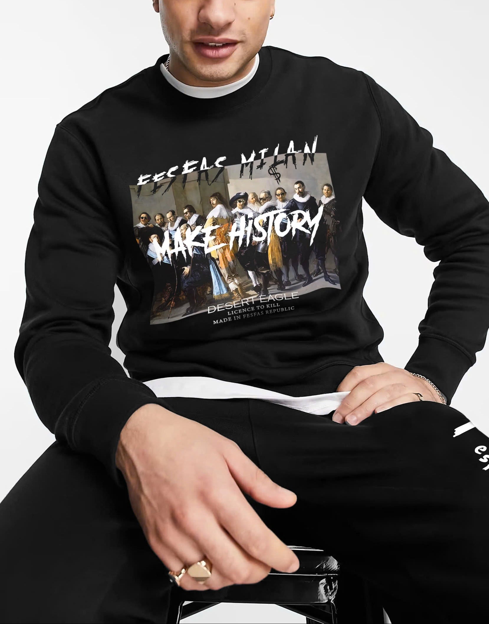 FesFas Graphic-print Sweatshirt Set | Black