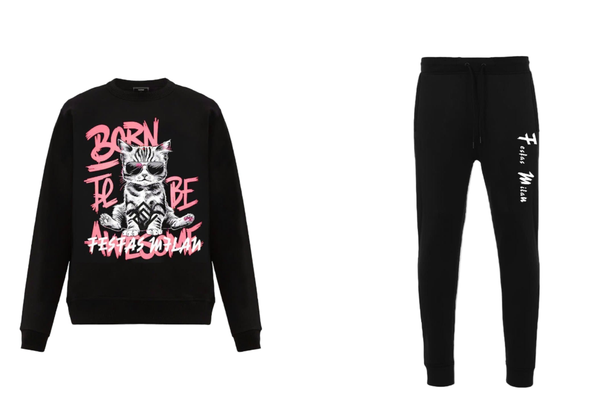 FesFas Cat-print Sweatshirt | Black
