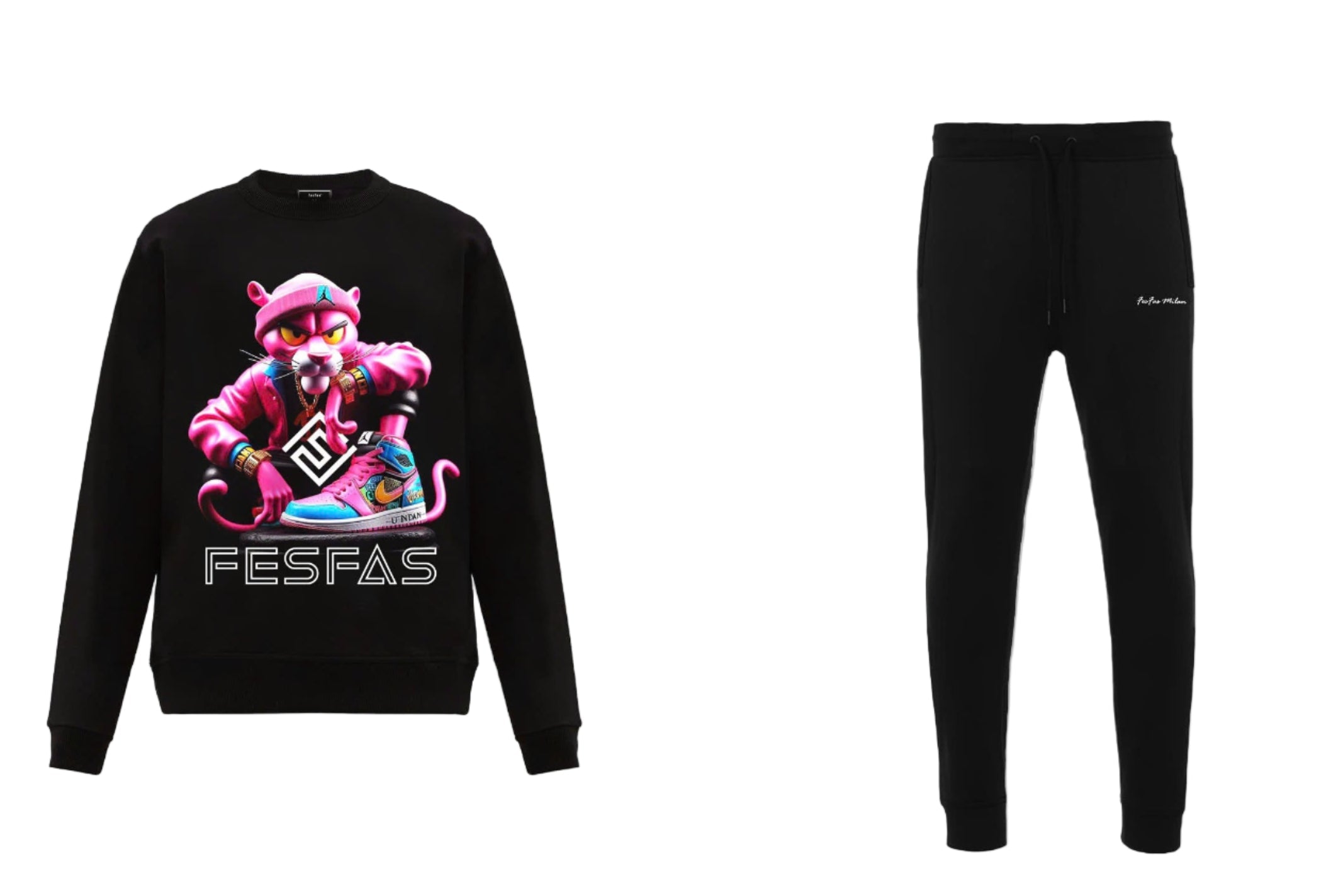 FesFas pink panther-print Sweatshirt | Black