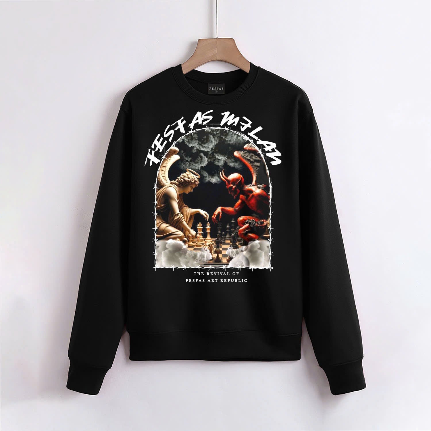 FesFas Angels and Demons-print Sweatshirt | Black