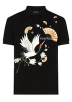 FesFas Crane-print Polo Shirt | Black