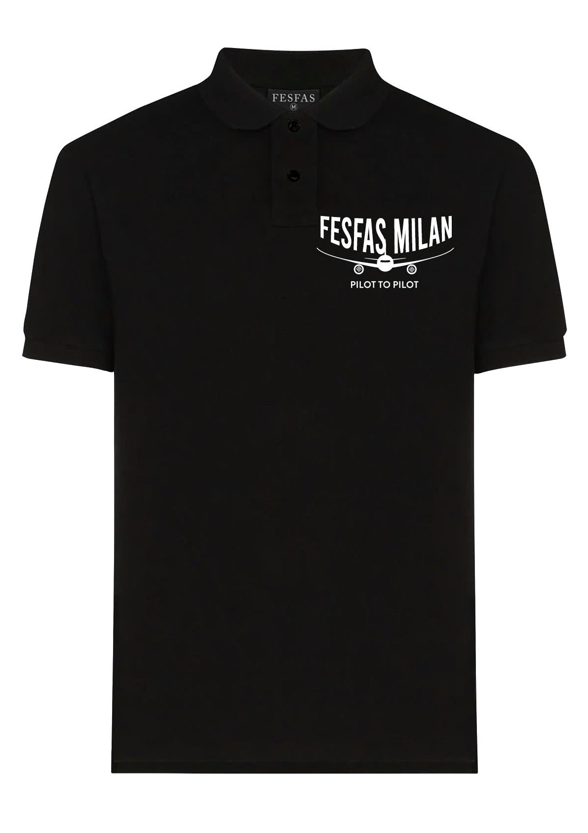 FesFas "Pilot to Pilot"-print Polo Shirt | Black