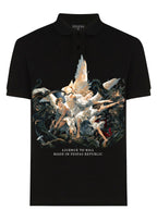 FesFas Angel-print Polo Shirt | Black