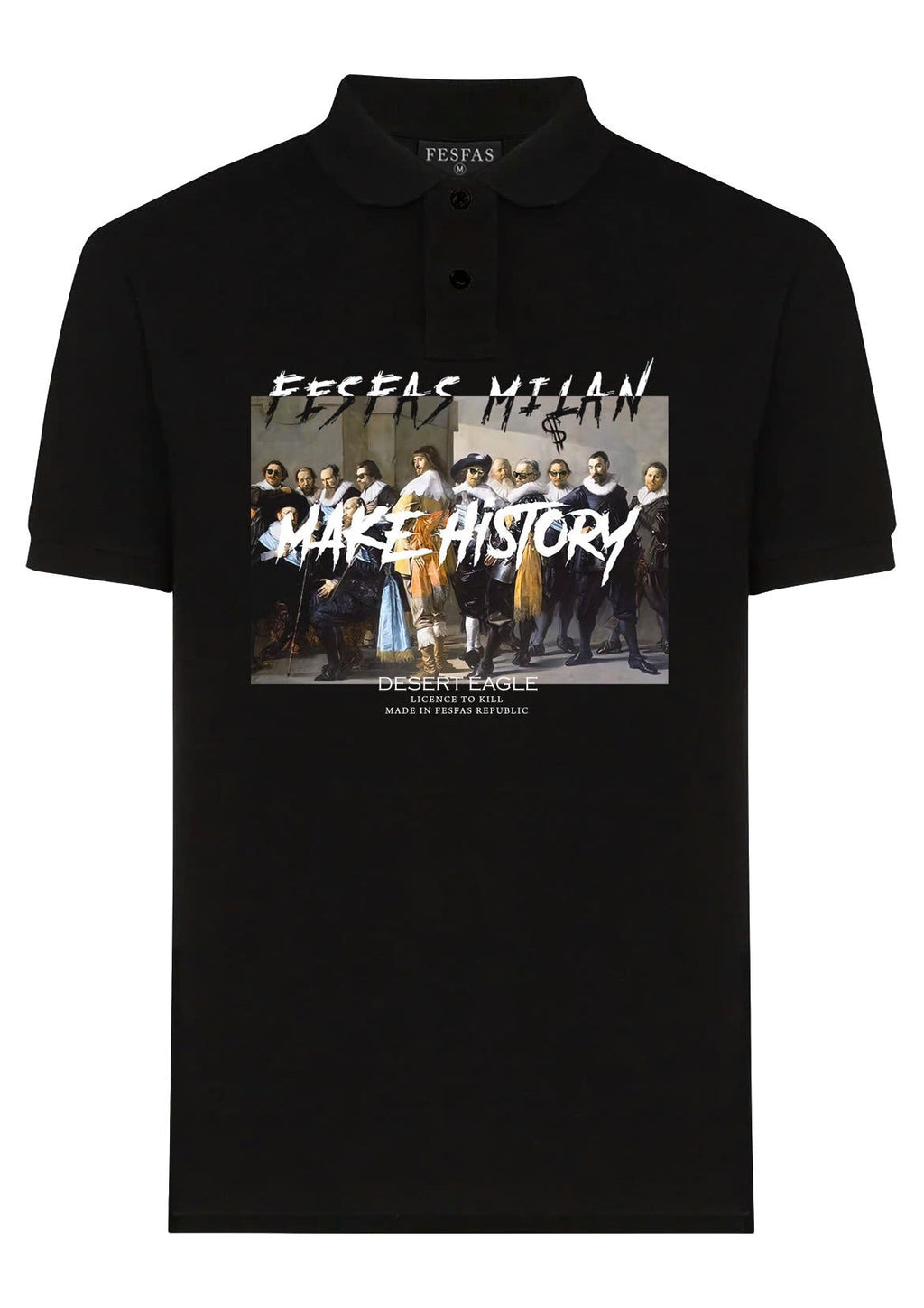 FesFas "Make History"-print Polo Shirt | Black