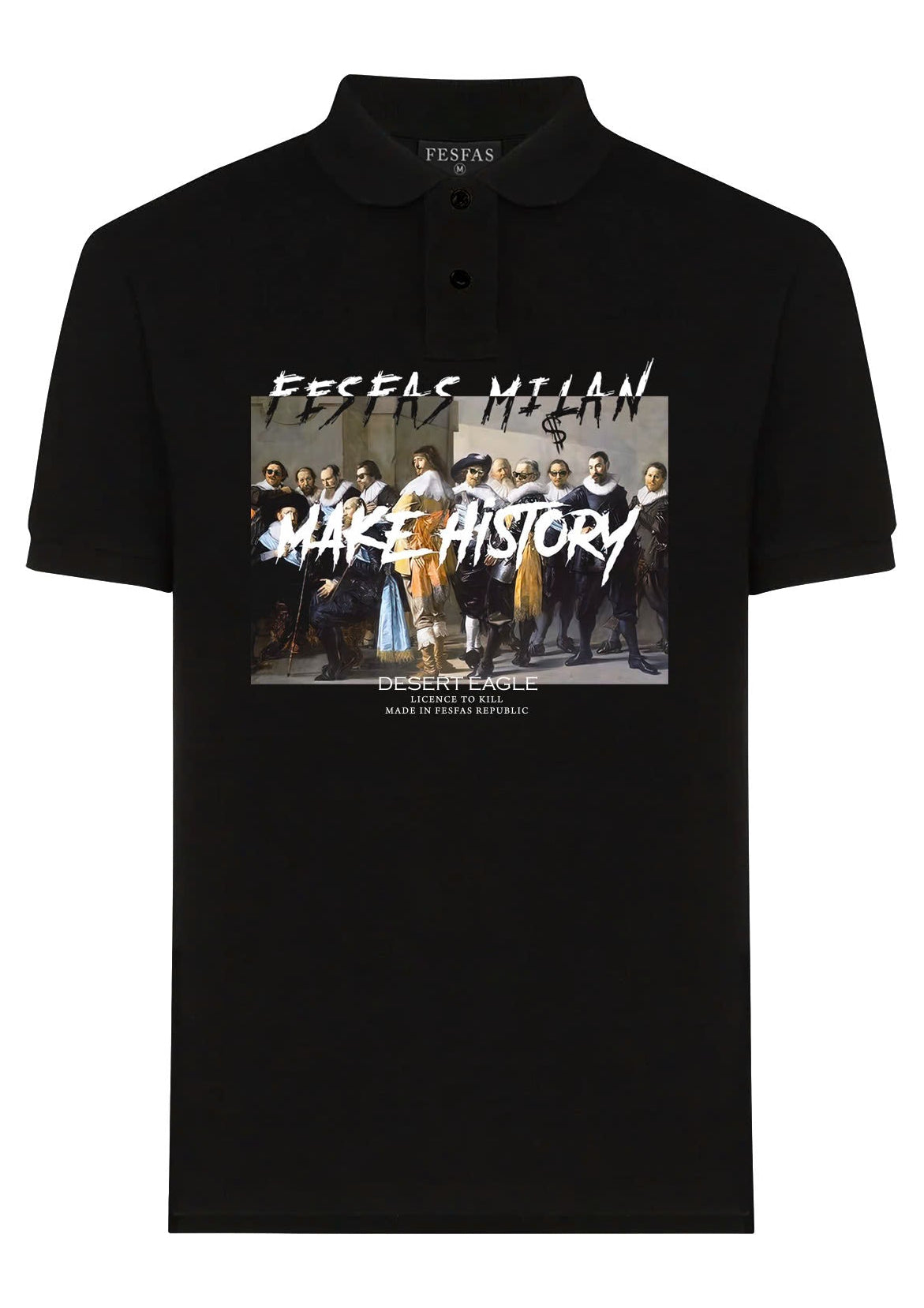 FesFas "Make History"-print Polo Shirt | Black