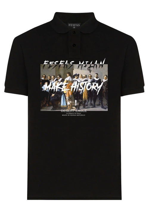 FesFas "Make History"-print Polo Shirt | Black