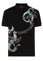 FesFas Peacock-print Polo Shirt | Black