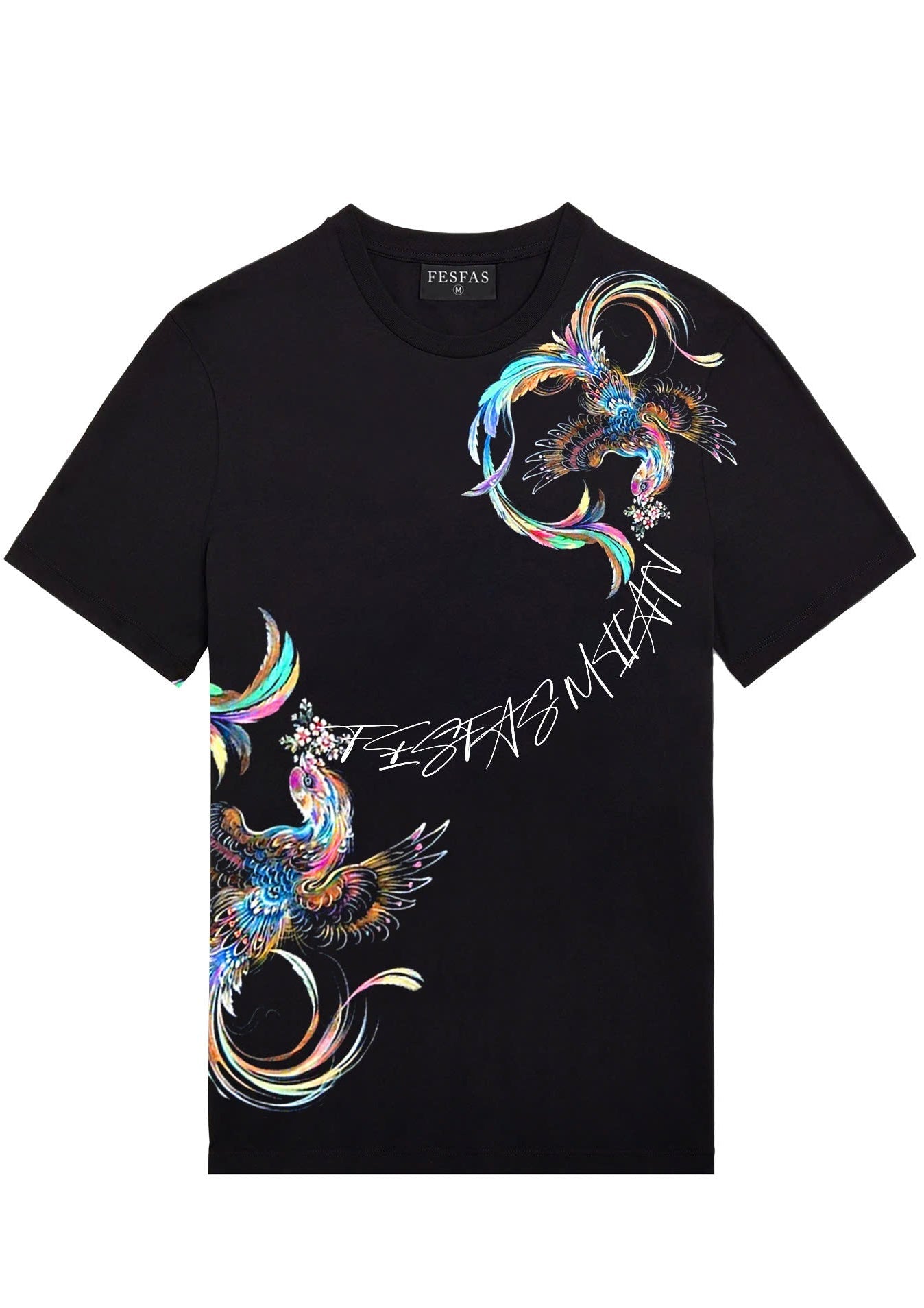 FesFas peacock-print T-shirt | Black | Unisex