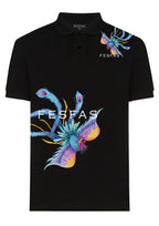 FesFas Peacock-print Polo Shirt | Black