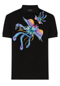 FesFas Peacock-print Polo Shirt | Black