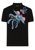 FesFas Peacock-print Polo Shirt | Black