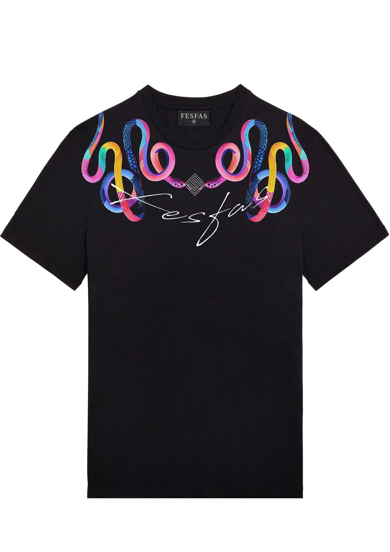 FesFas colorful snake-print T-shirt | Black