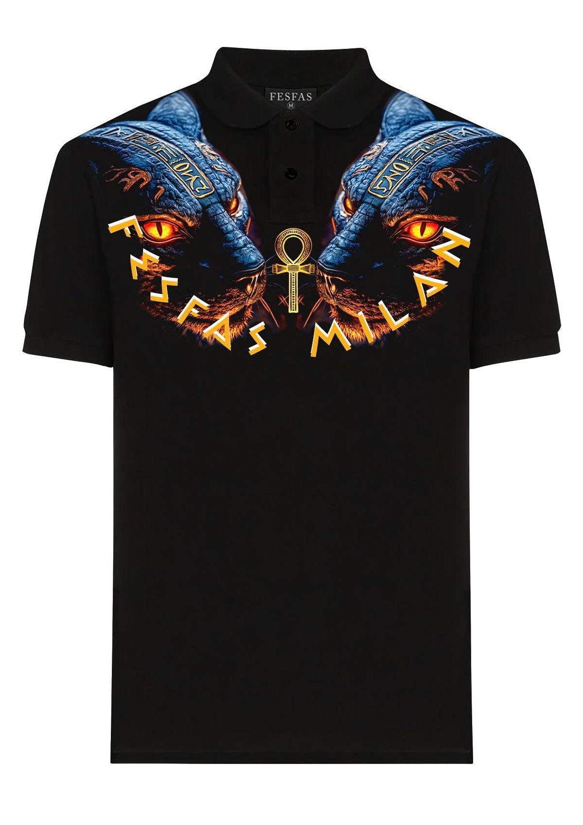 FesFas Panther-print Polo Shirt | Black