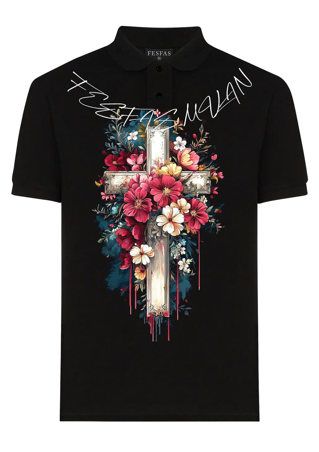 FesFas Floral-print Polo Shirt | Black
