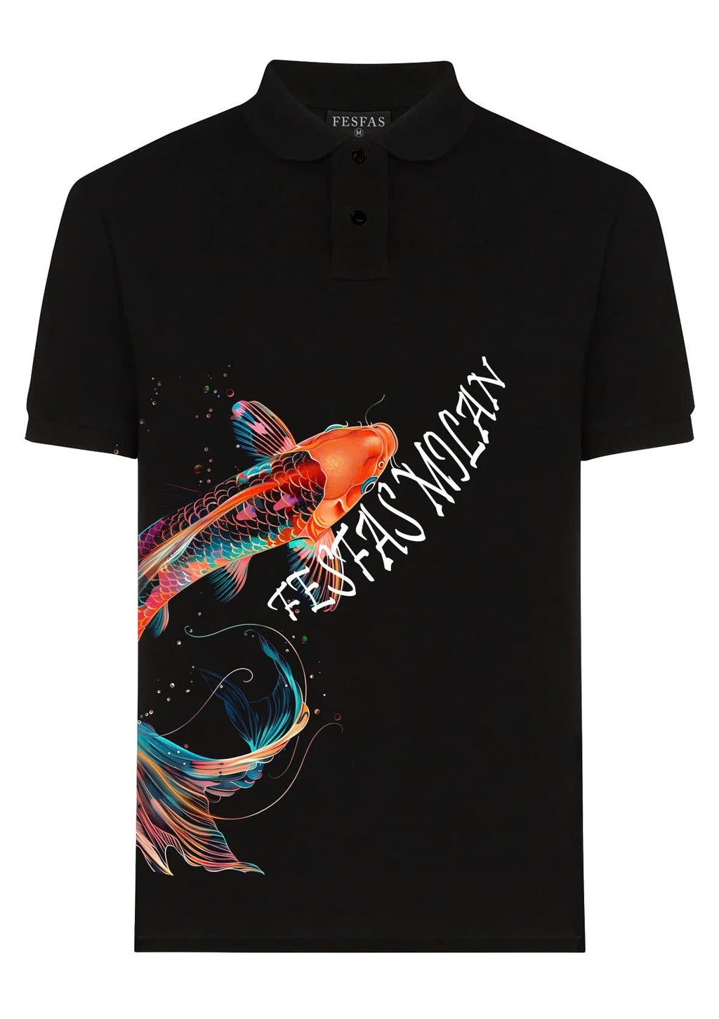 FesFas Fish-print Polo Shirt | Black
