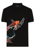 FesFas Fish-print Polo Shirt | Black