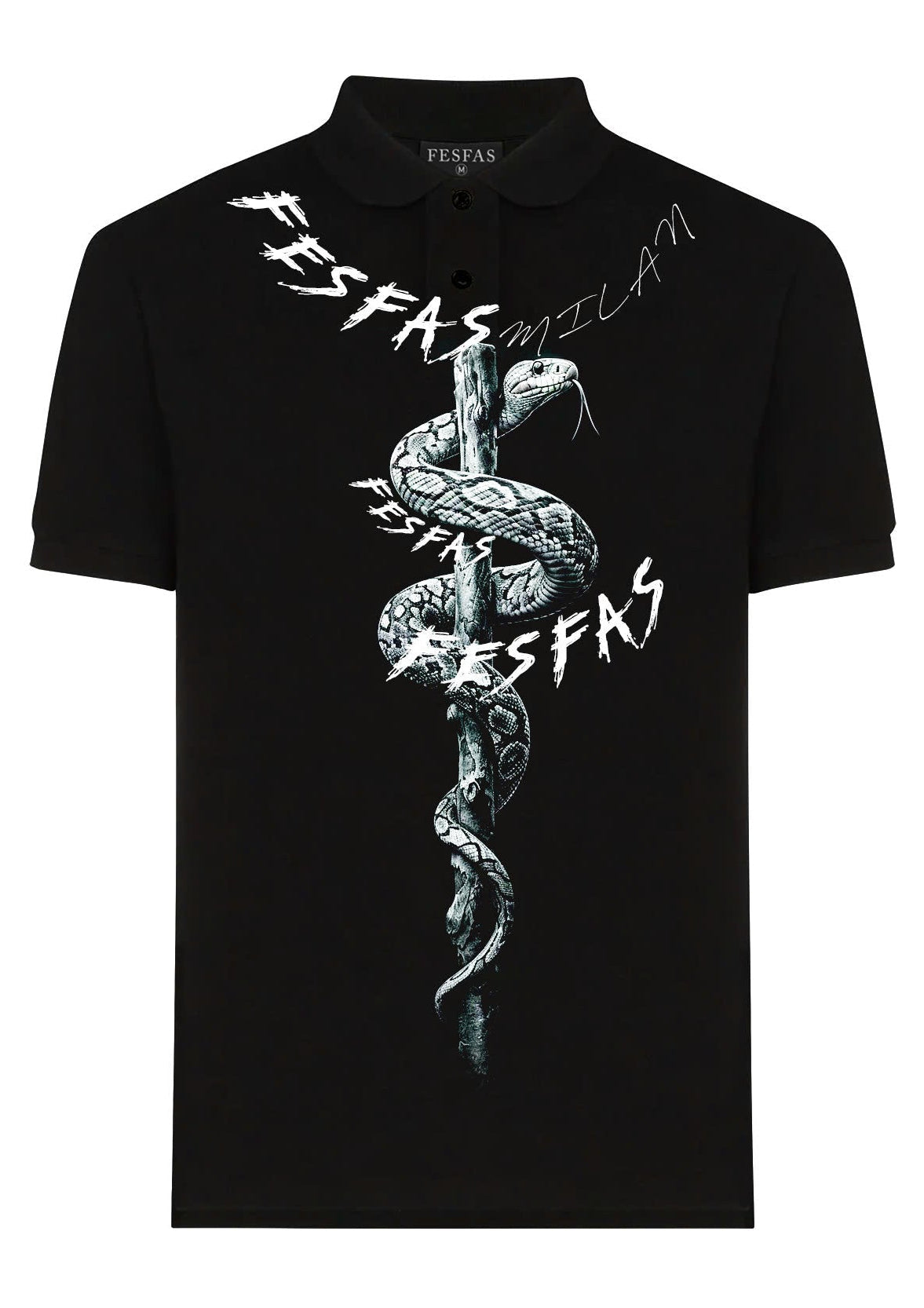 FesFas Snake-print Polo Shirt | Black
