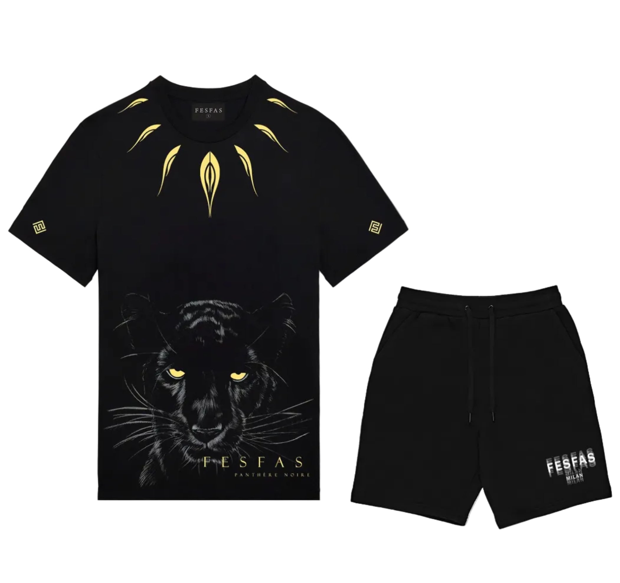 FesFas black panther-print T-shirt Set | Black