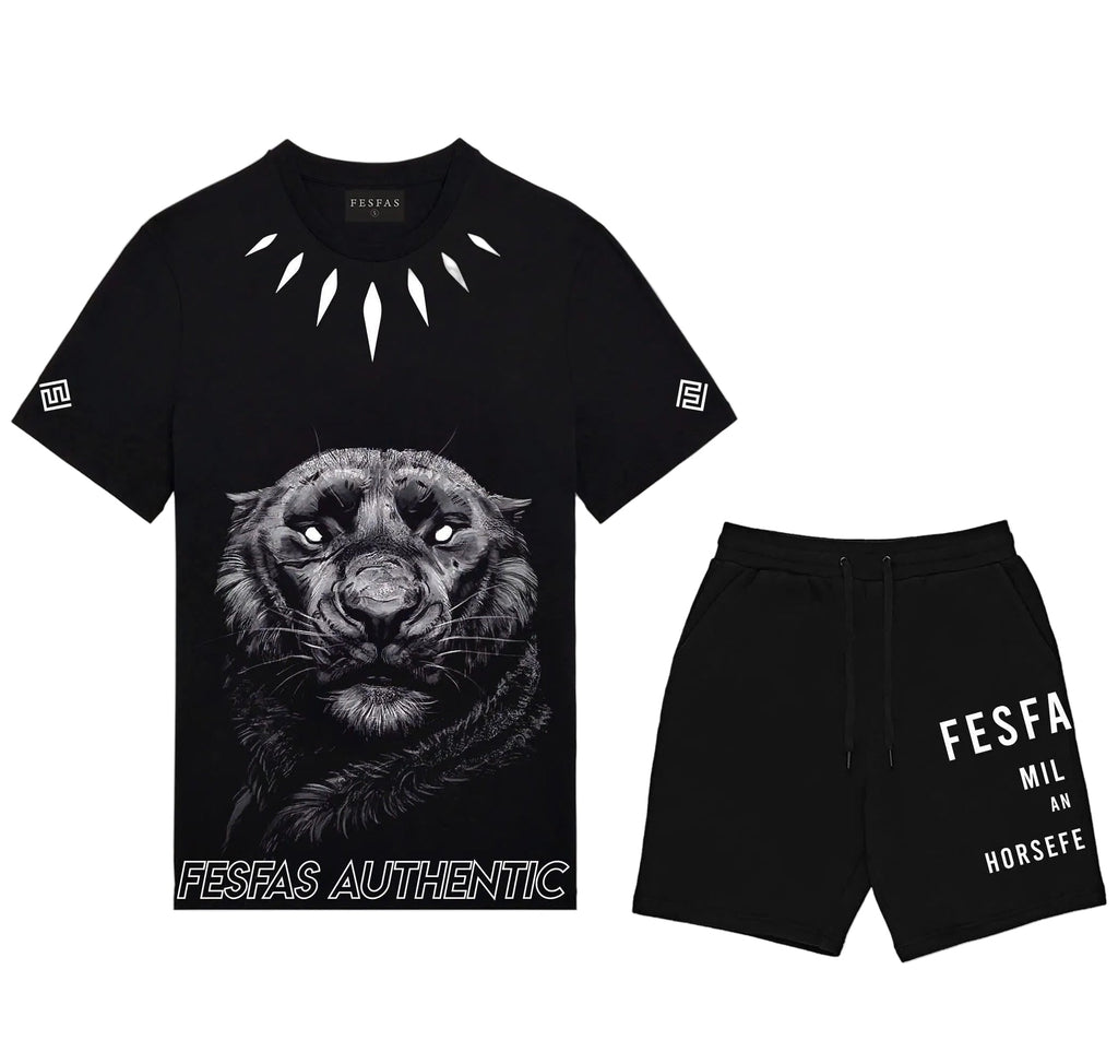 FesFas panther-print T-shirt Set | Black
