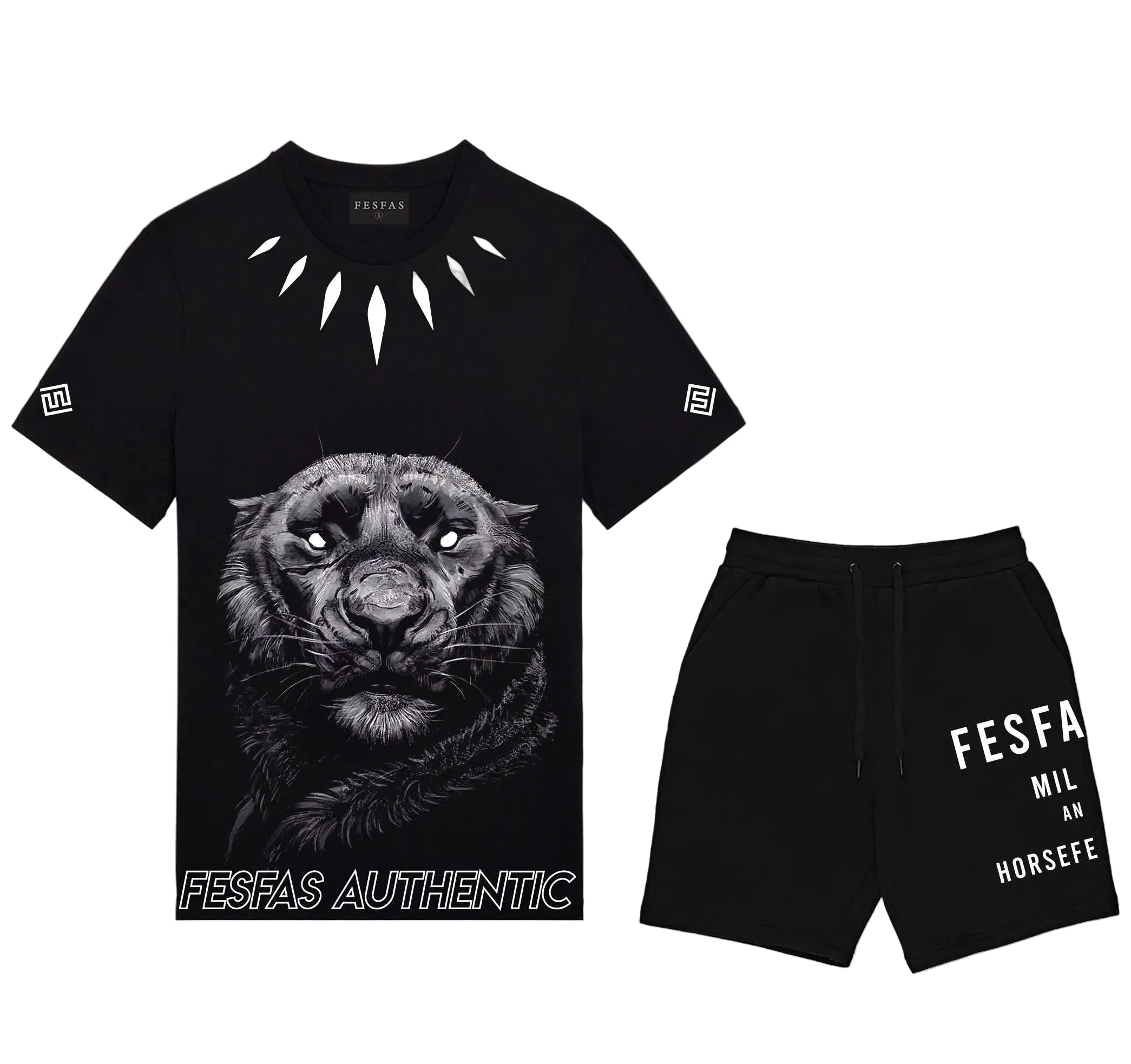 FesFas panther-print T-shirt Set | Black