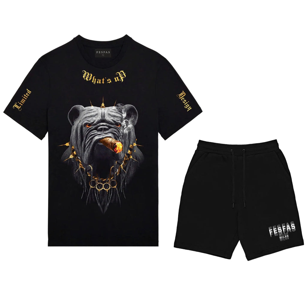 FesFas bulldog-print T-shirt Set | Black | Men