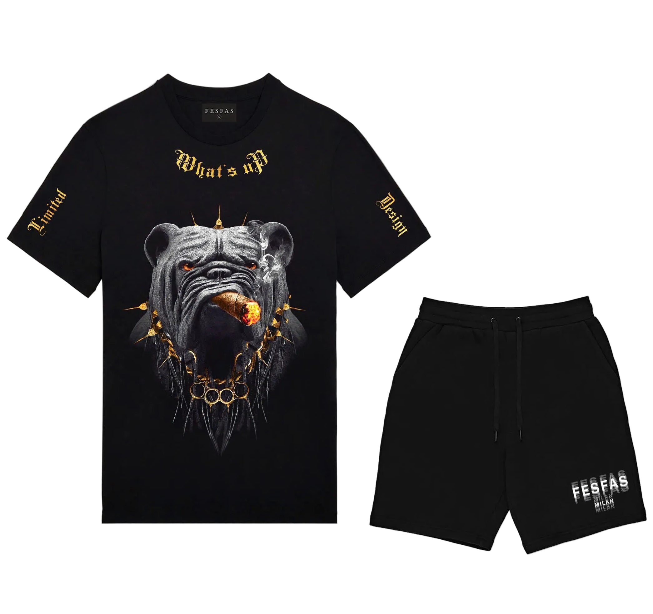 FesFas bulldog-print T-shirt Set | Black | Men