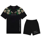 FesFas flowers-print T-shirt Set | Black