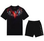 FesFas red feathers-print T-shirt Set | Black