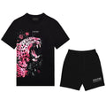 FesFas pink jaguar-print T-shirt Set | Black