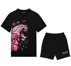 FesFas pink jaguar-print T-shirt Set | Black
