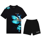 FesFas blue dragonfly-print T-shirt Set | Black