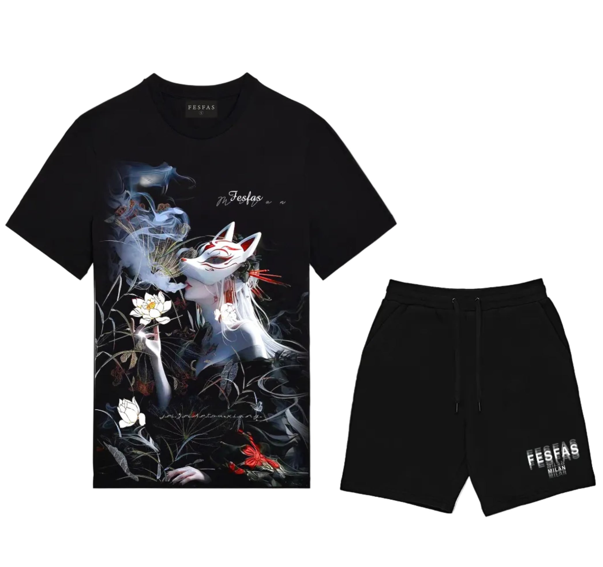 FesFas fox beauty-print T-shirt Set | Black