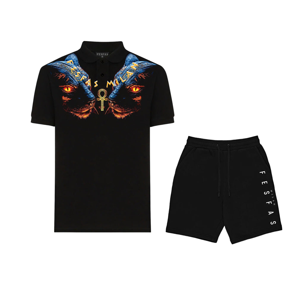 FesFas Panther-print Polo Shirt | Black