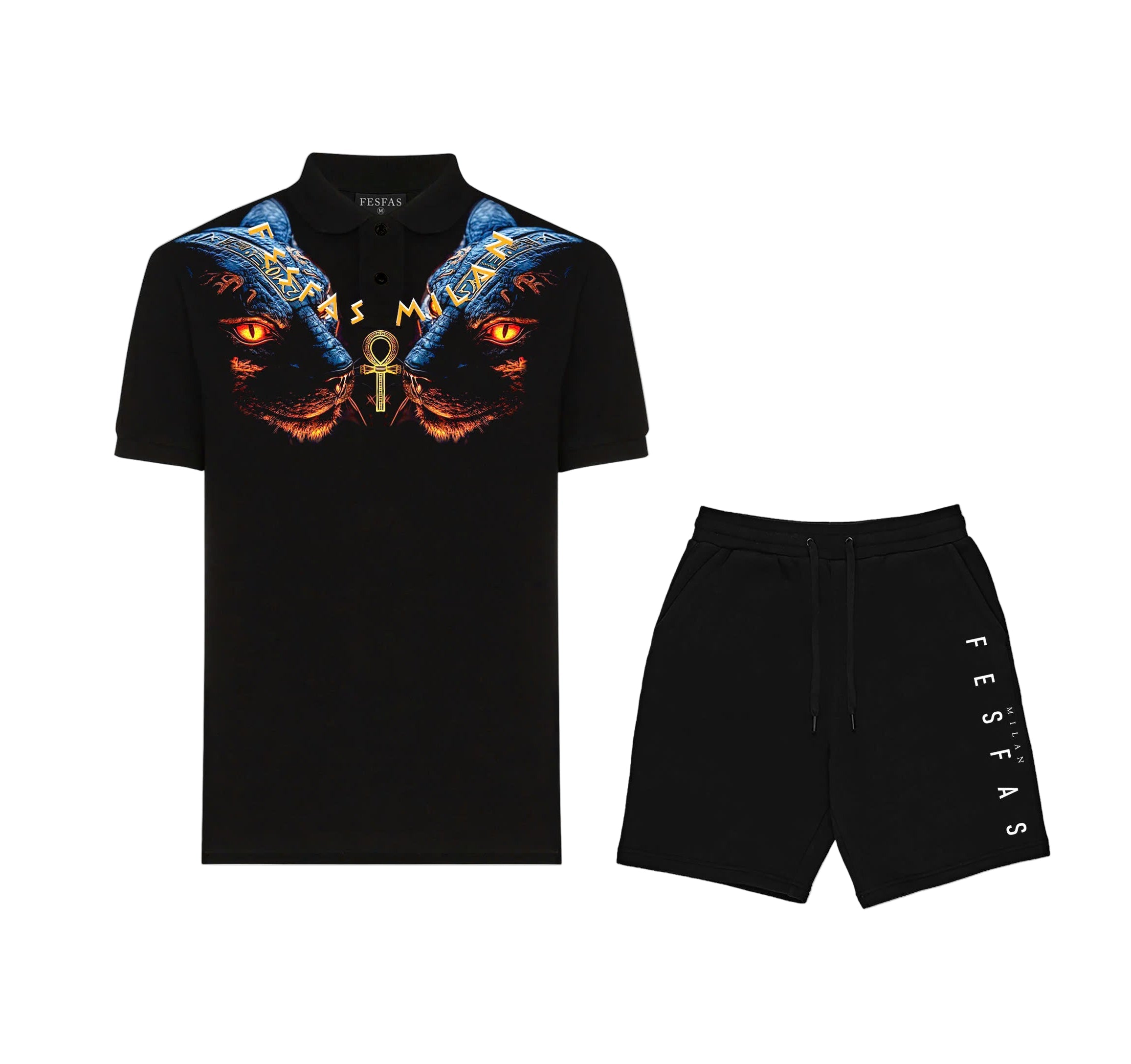FesFas Panther-print Polo Shirt | Black
