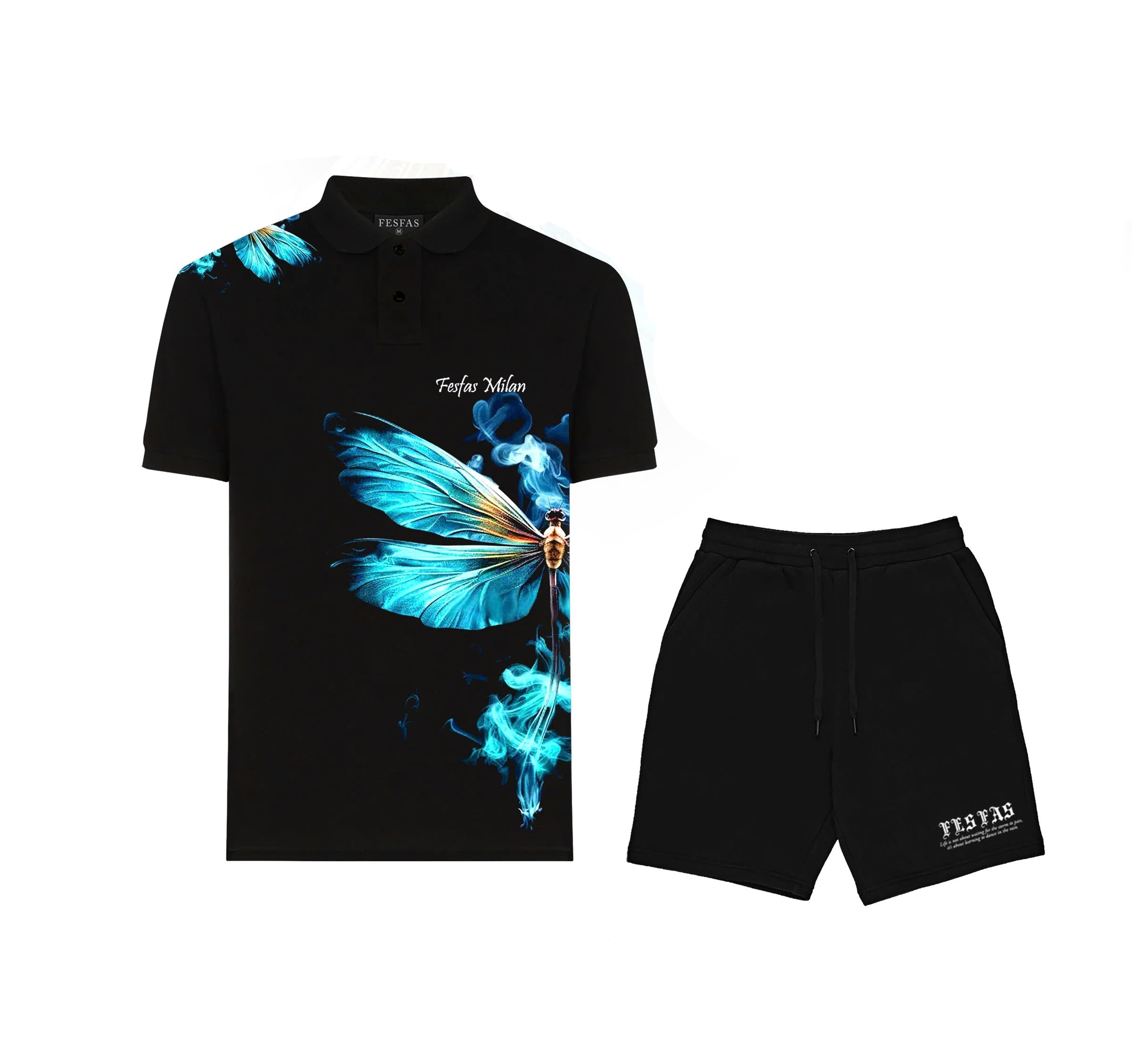 FesFas Dragonfly-print Polo Shirt | Men | Black