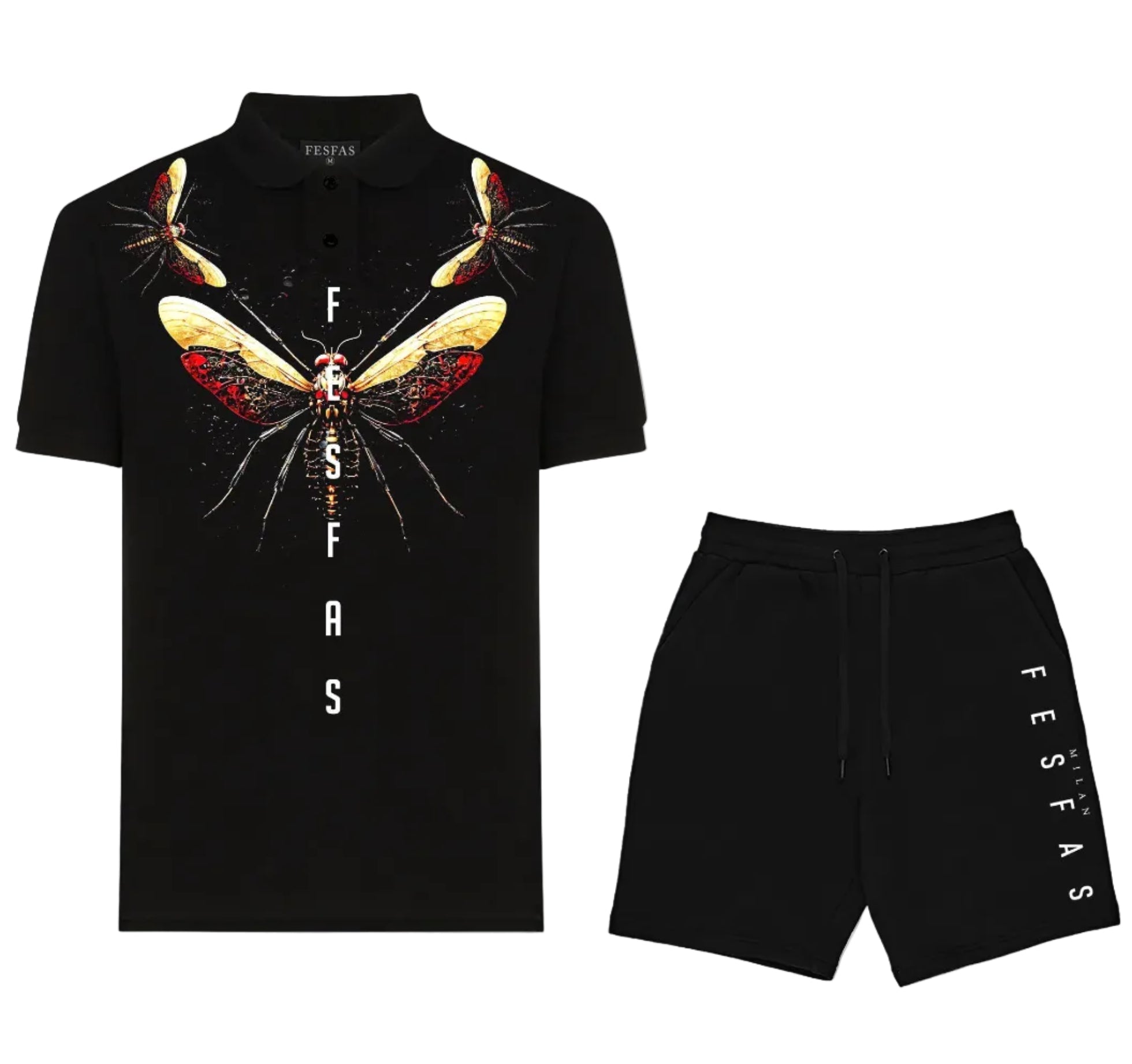 FesFas dragonfly-print Polo Set | Black