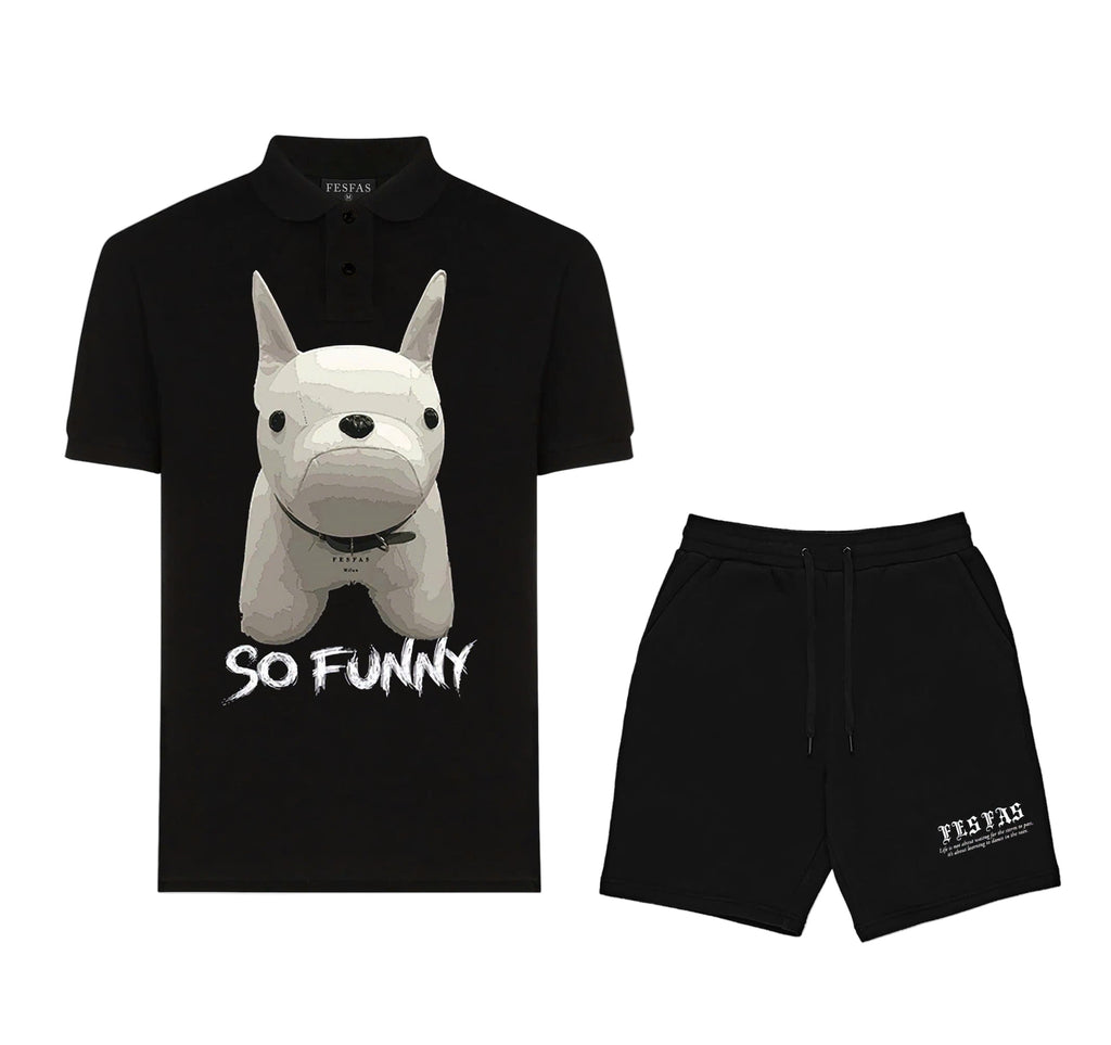 FesFas Bulldog-print Polo Shirt | Black