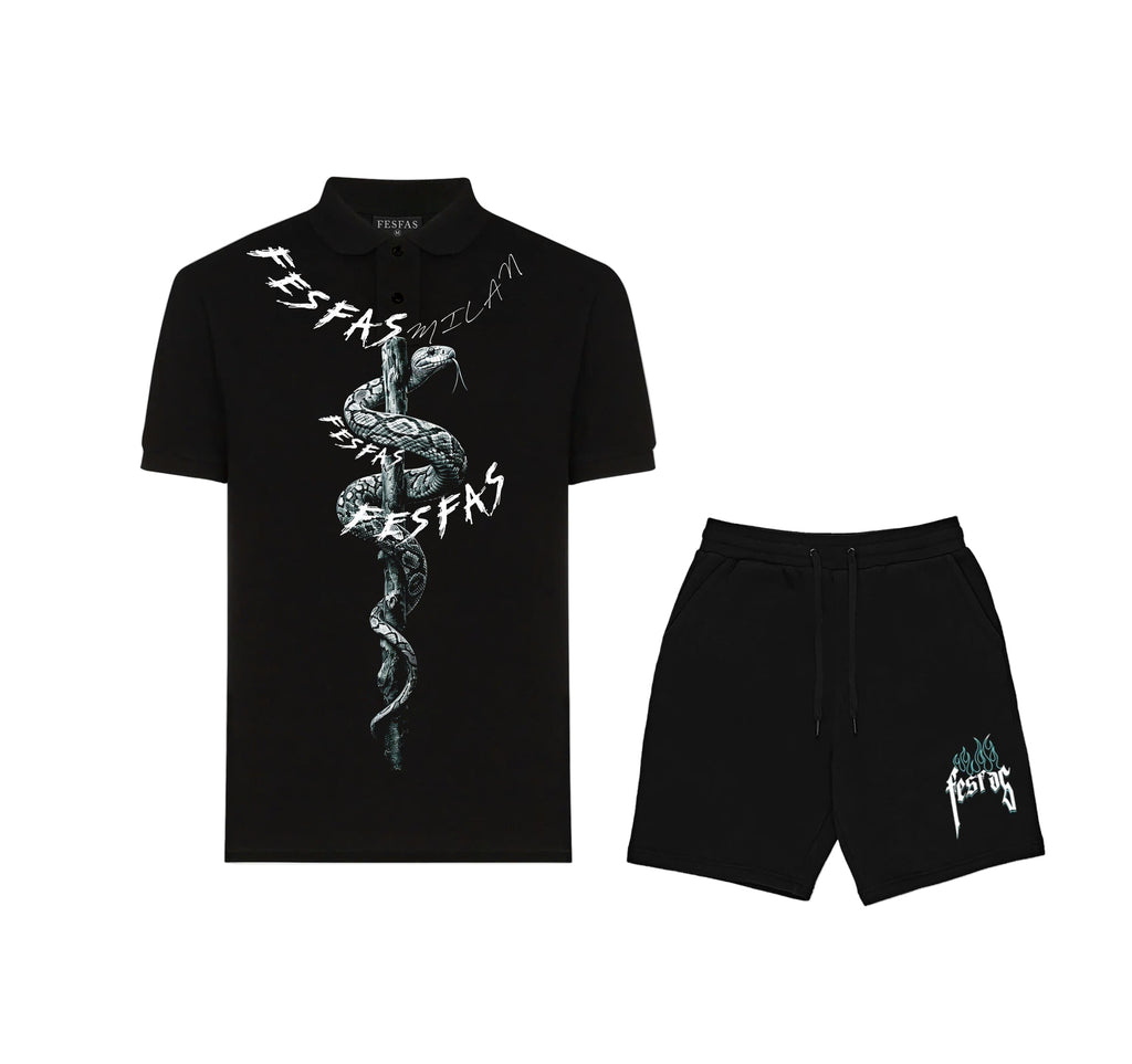 FesFas Snake-print Polo Shirt | Black