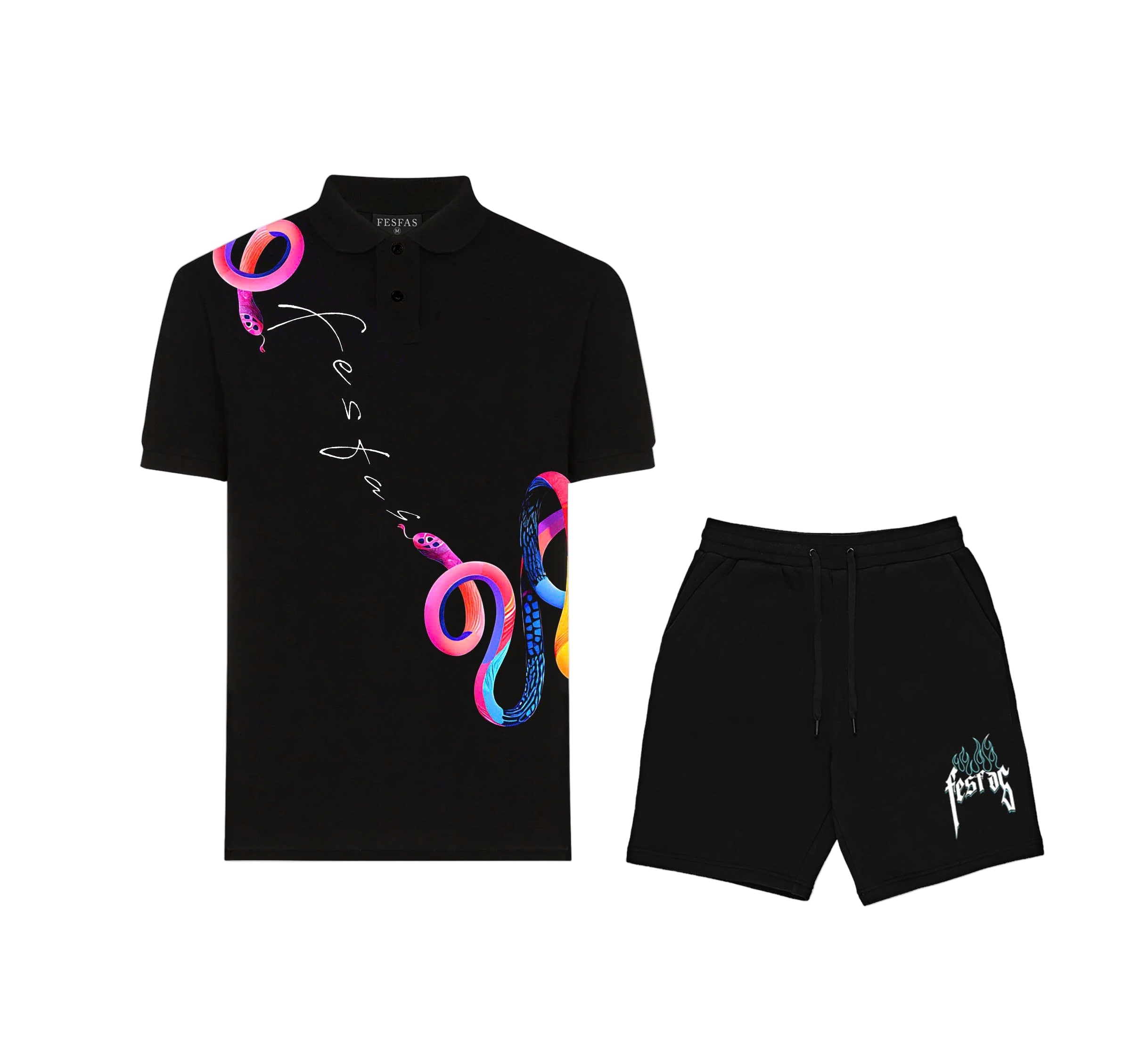 FesFas Snake-print Polo Shirt | Black