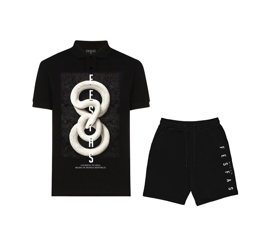 FesFas Snake-print Polo Shirt | Black
