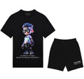 FesFas hiphop boy-print T-shirt Set | Black